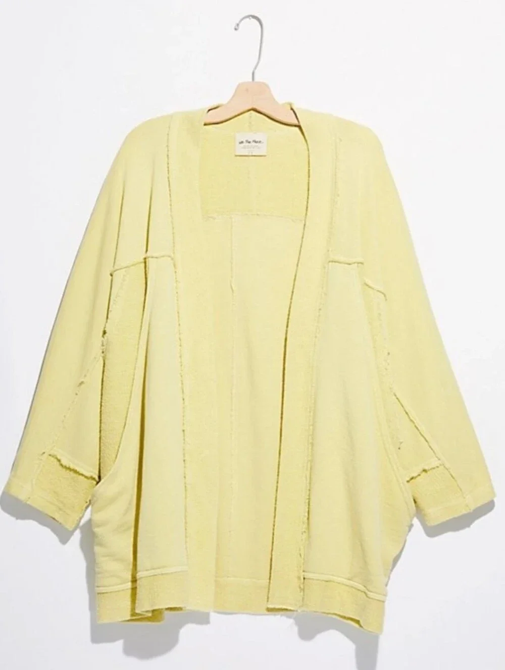 Free People We The Free Deep Pockets Kimono Cardigan In Yellow Size Small - Picture 2 of 6